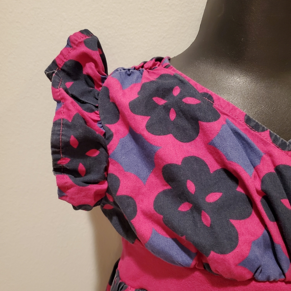 Tea Collection Pink and Blue Floral Wrap Dress - Picture 4 of 9